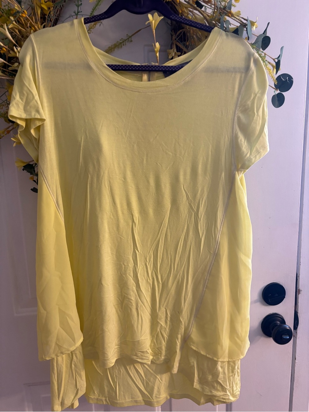 Kate & Mallory Pale Yellow Layered Short Sleeve Top